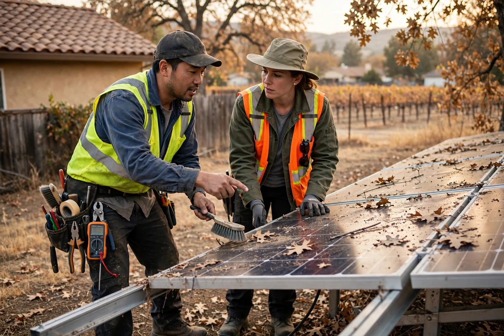 Technician mounting a lithium solar battery beside an inverter in a Lodi home garage