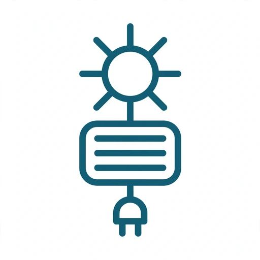 Hybrid solar system icon combining grid power and battery storage
