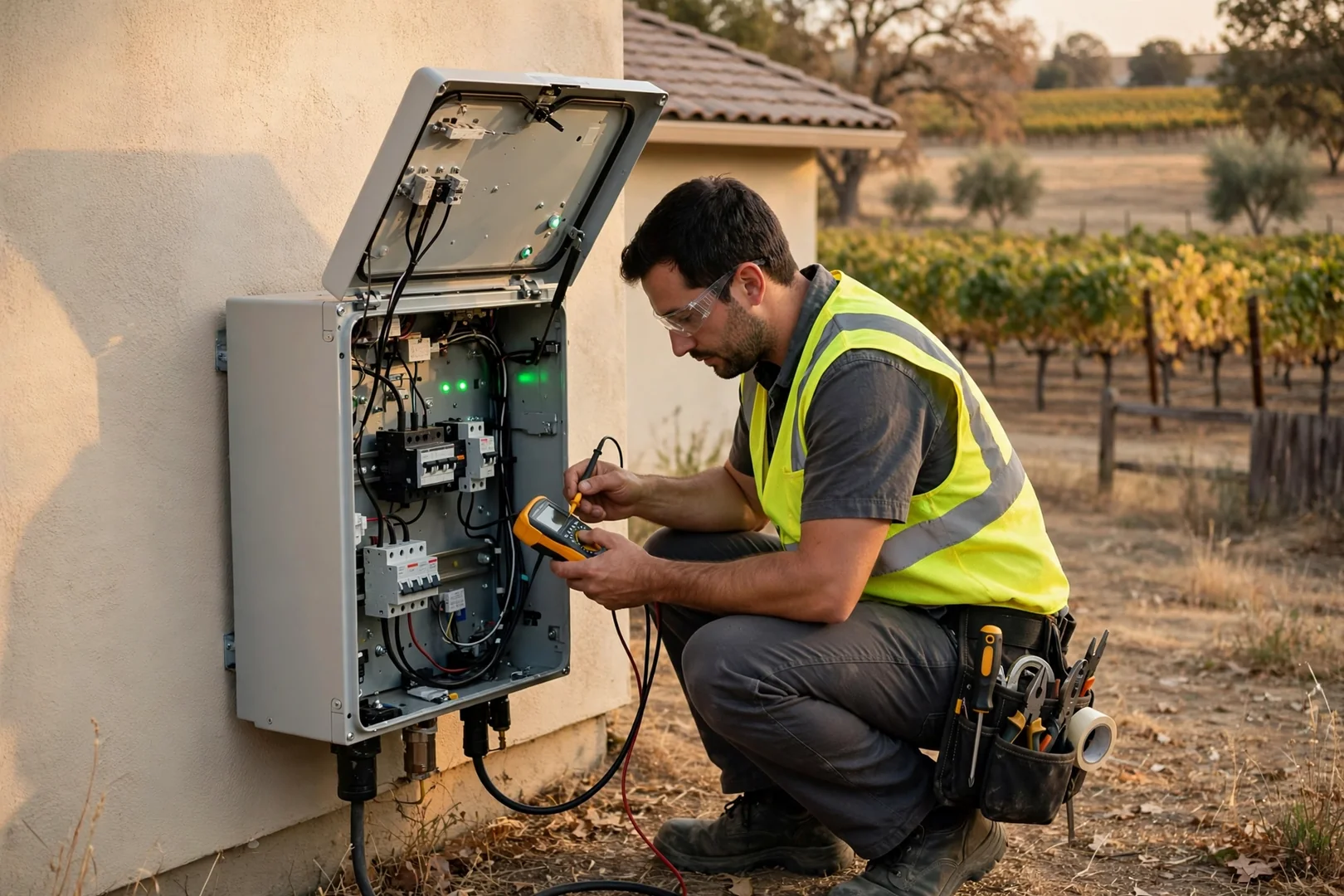 Inverter panel with cleared fault codes during solar repair verification testing
